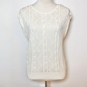 Vintage Sweaters USA Cable Knit Sleeveless Sweater Vest Made In USA Women’s Sm